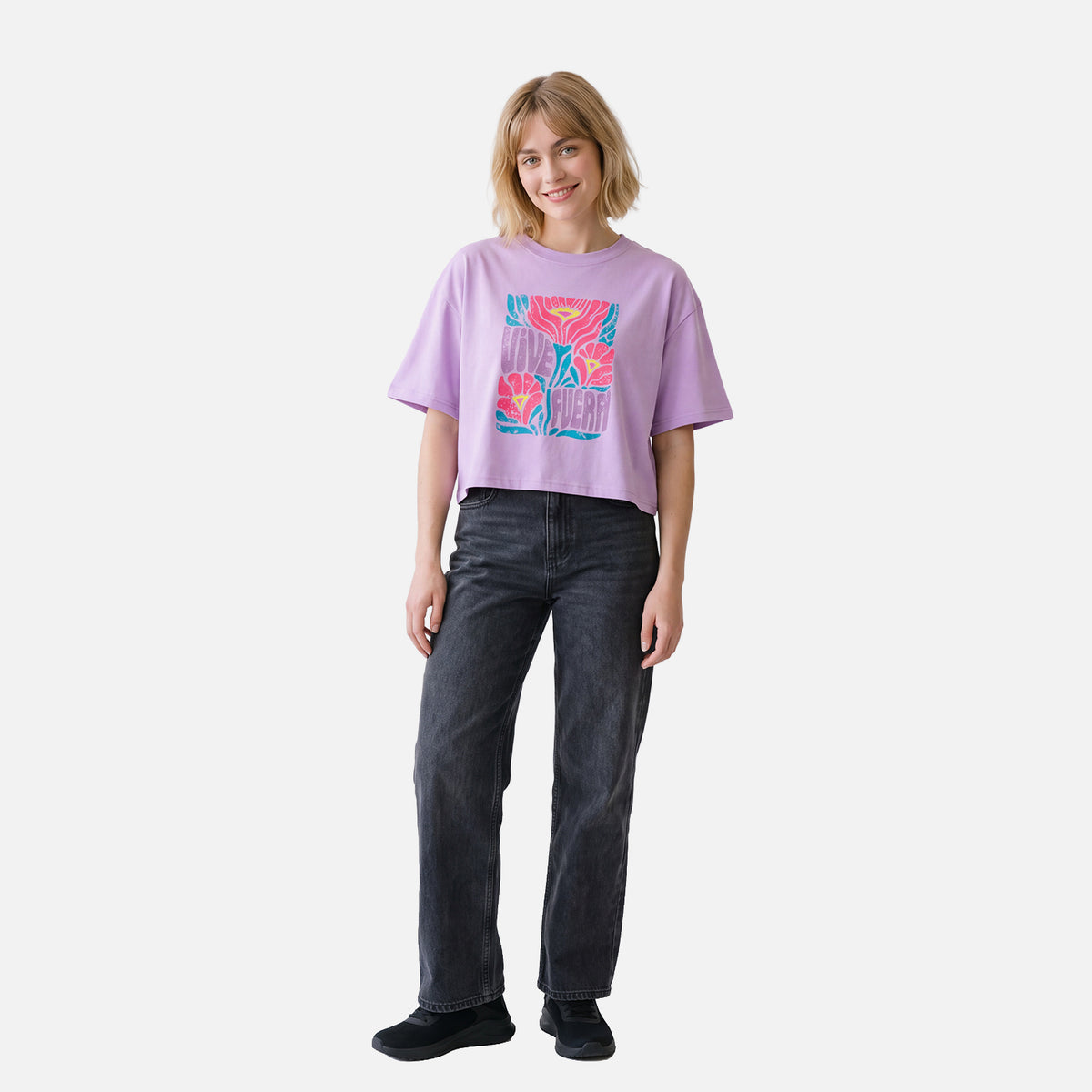 Polera Mujer Floreada Malva Haka Honu