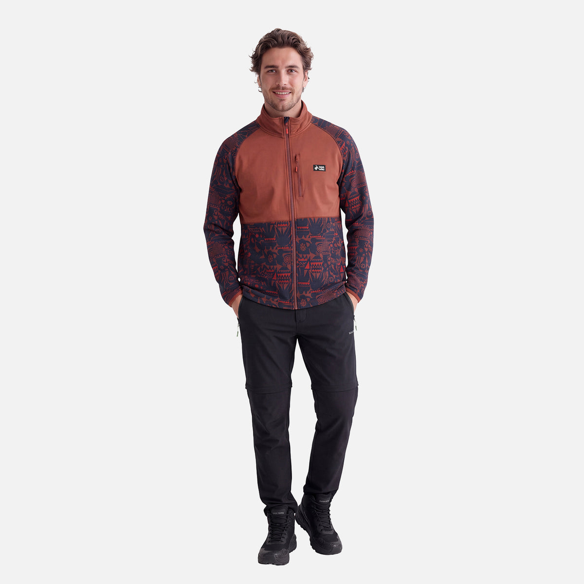 Polerón Hombre Taina Full Zip Print Terracota Haka Honu