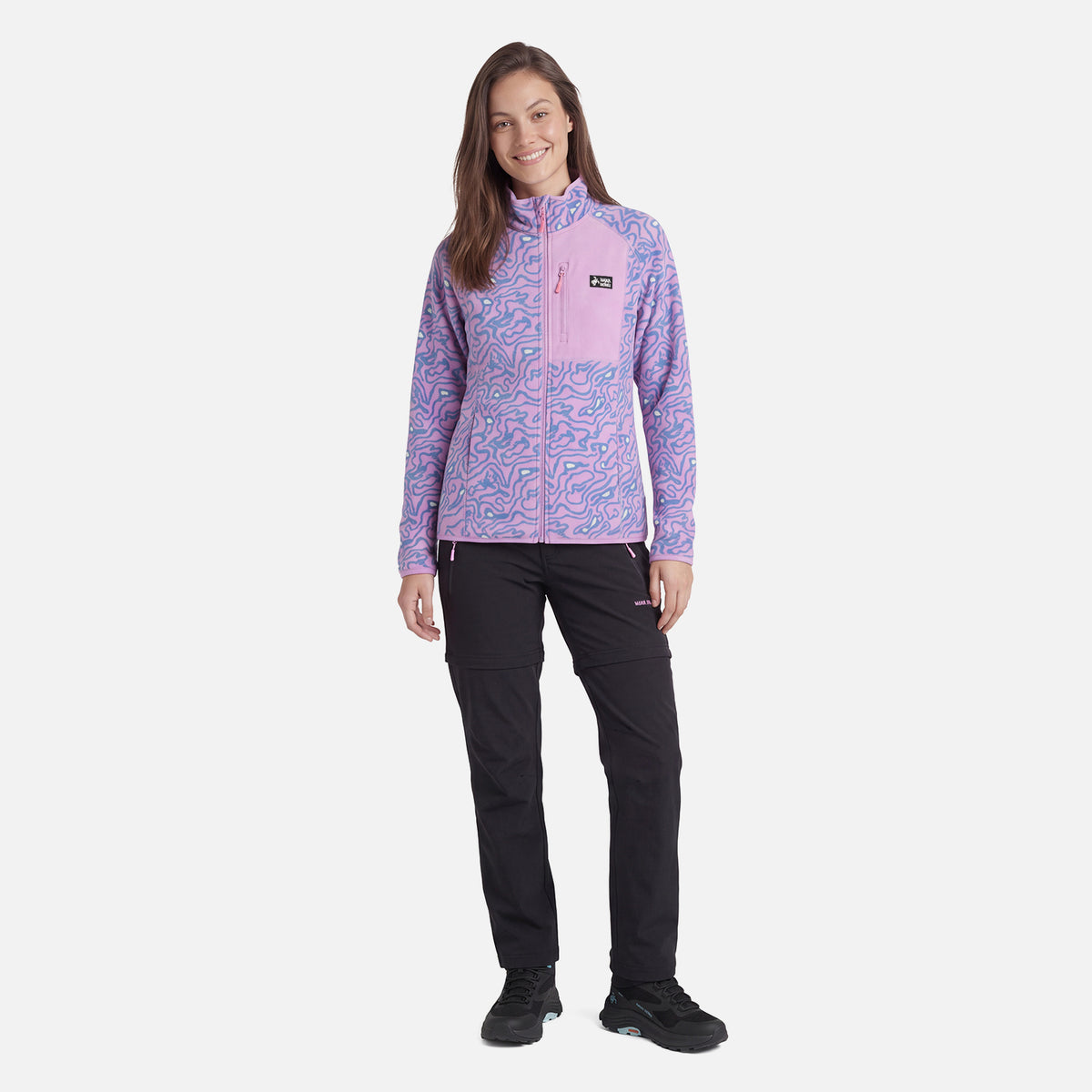 Polerón Mujer Taina Full Zip Print Malva Haka Honu