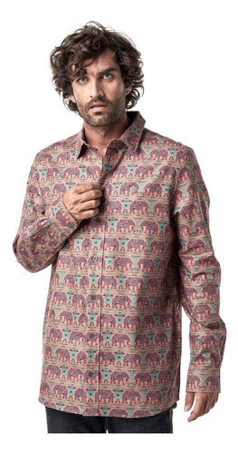 Camisa Hombre Lazlo California Print Naranjo Haka Honu