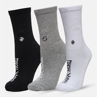 Calcetines Unisex Las Tres Puntas Pack Medio Blanco / Negro / Gris Haka Honu