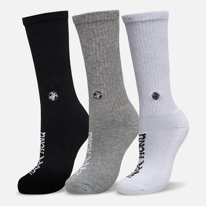 Calcetines Unisex Las Tres Puntas Pack Largo Blanco / Negro / Gris Haka Honu