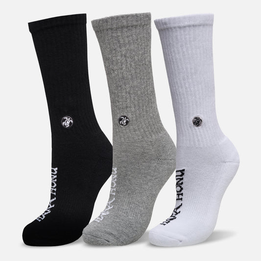 Calcetines Unisex Las Tres Puntas Pack Largo Blanco / Negro / Gris Haka Honu