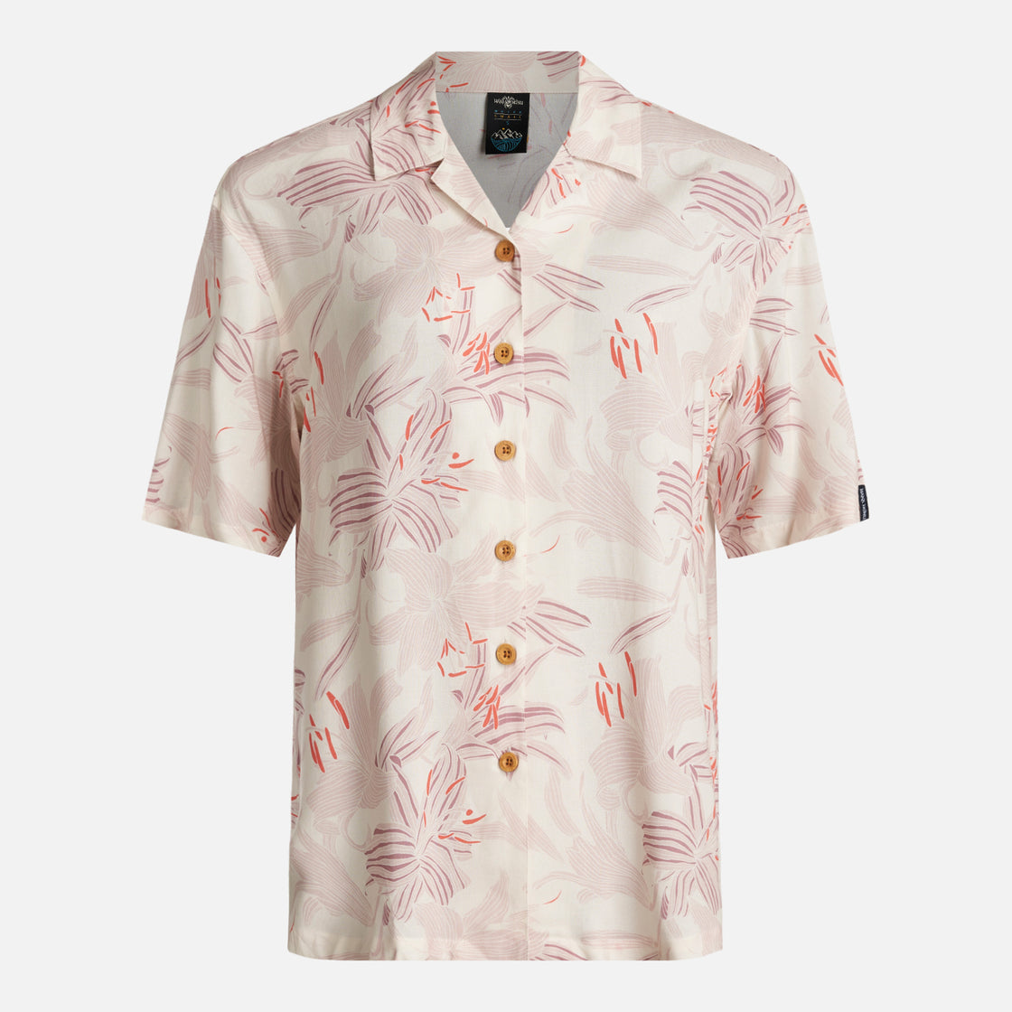 Camisa Mujer Hibiscus Print Beige Haka Honu