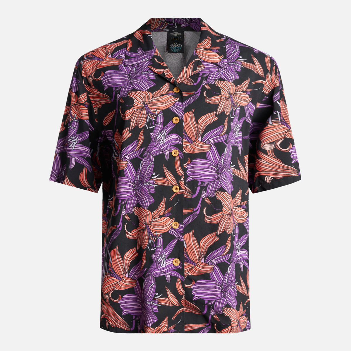 Camisa Mujer Hibiscus Print Negro Haka Honu - XS
