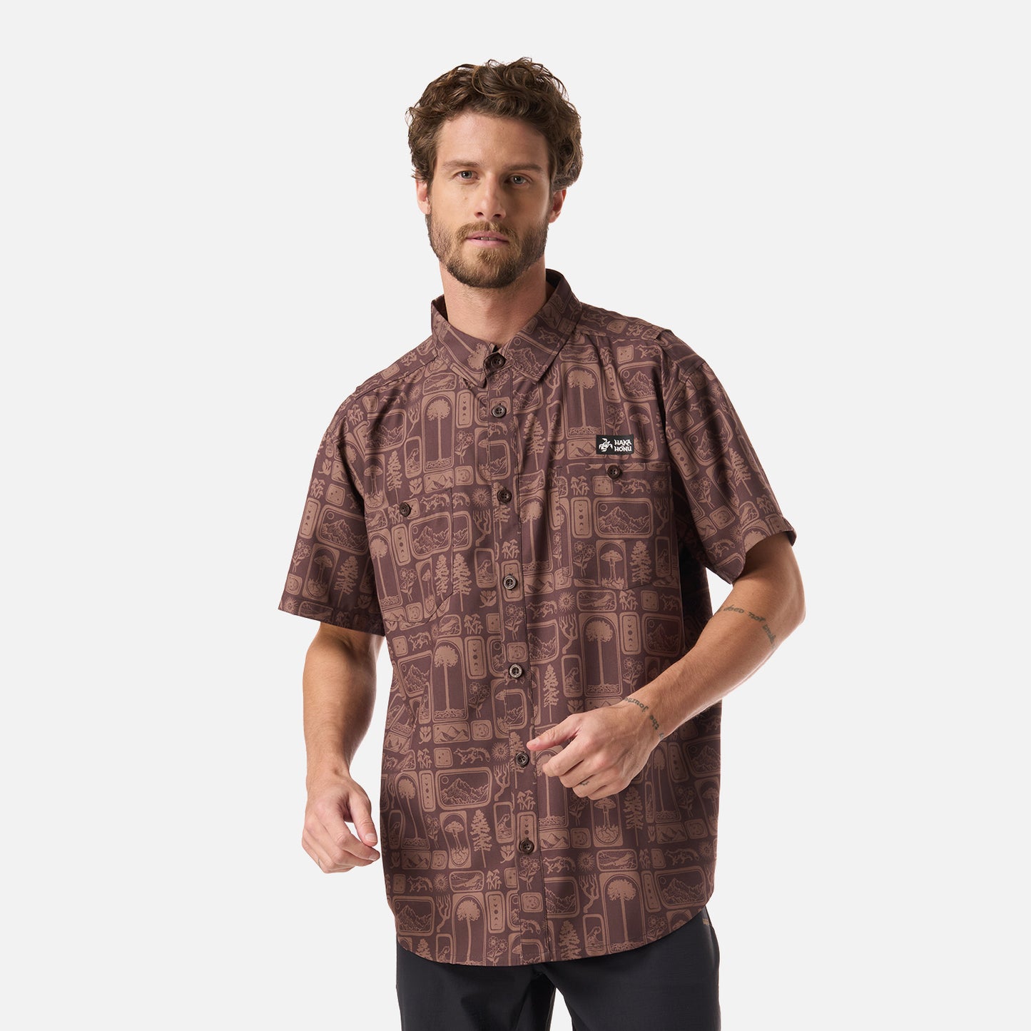 Camisa Hombre Cumbre Manga Corta Print Cafe Haka Honu