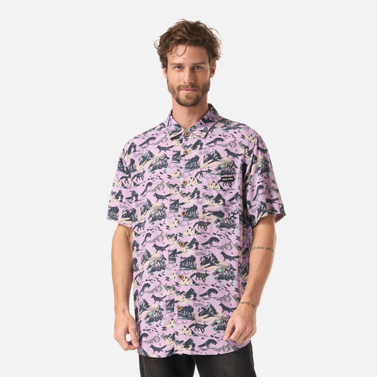 Camisa Hombre Good Karma Print Lavanda Haka Honu