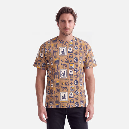 Polera Hombre Reliquias Print Cafe Claro Haka Honu