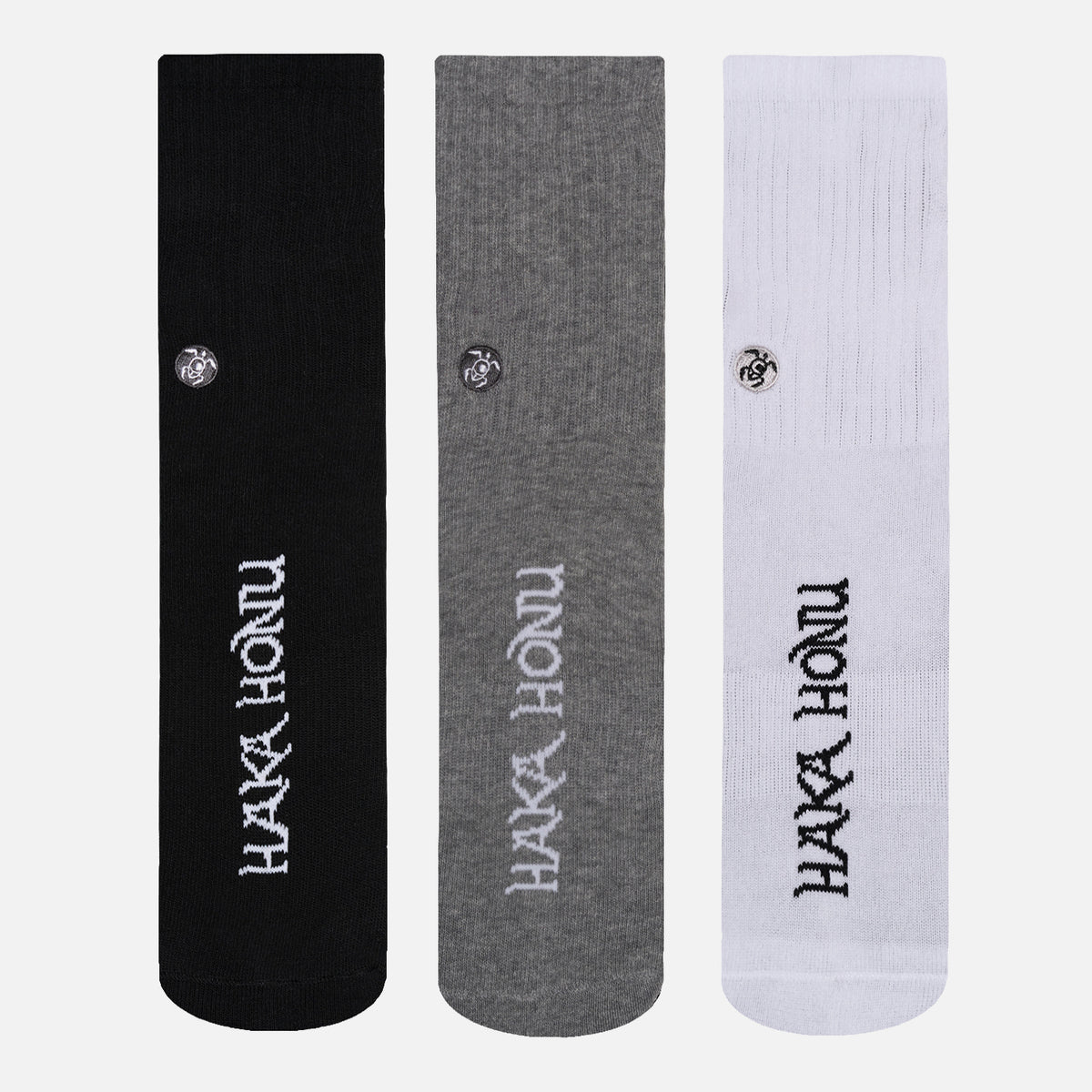 Calcetines Unisex Las Tres Puntas Pack Medio Blanco / Negro / Gris Haka Honu