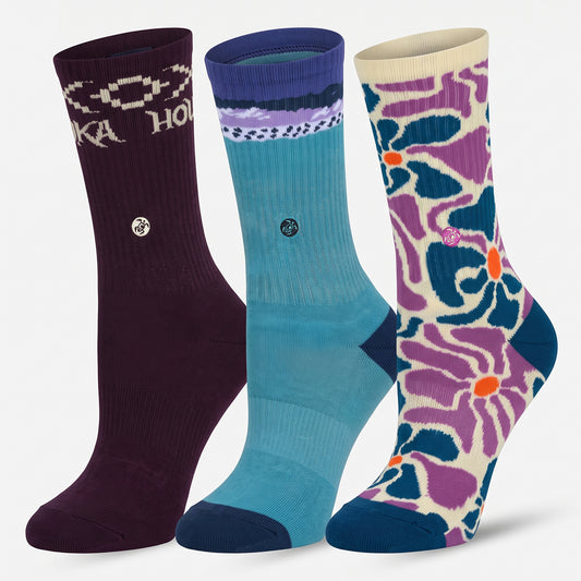 Calcetines Mujer Las Tres Puntas Pack Largo Azul / Celeste / Burdeo Haka Honu