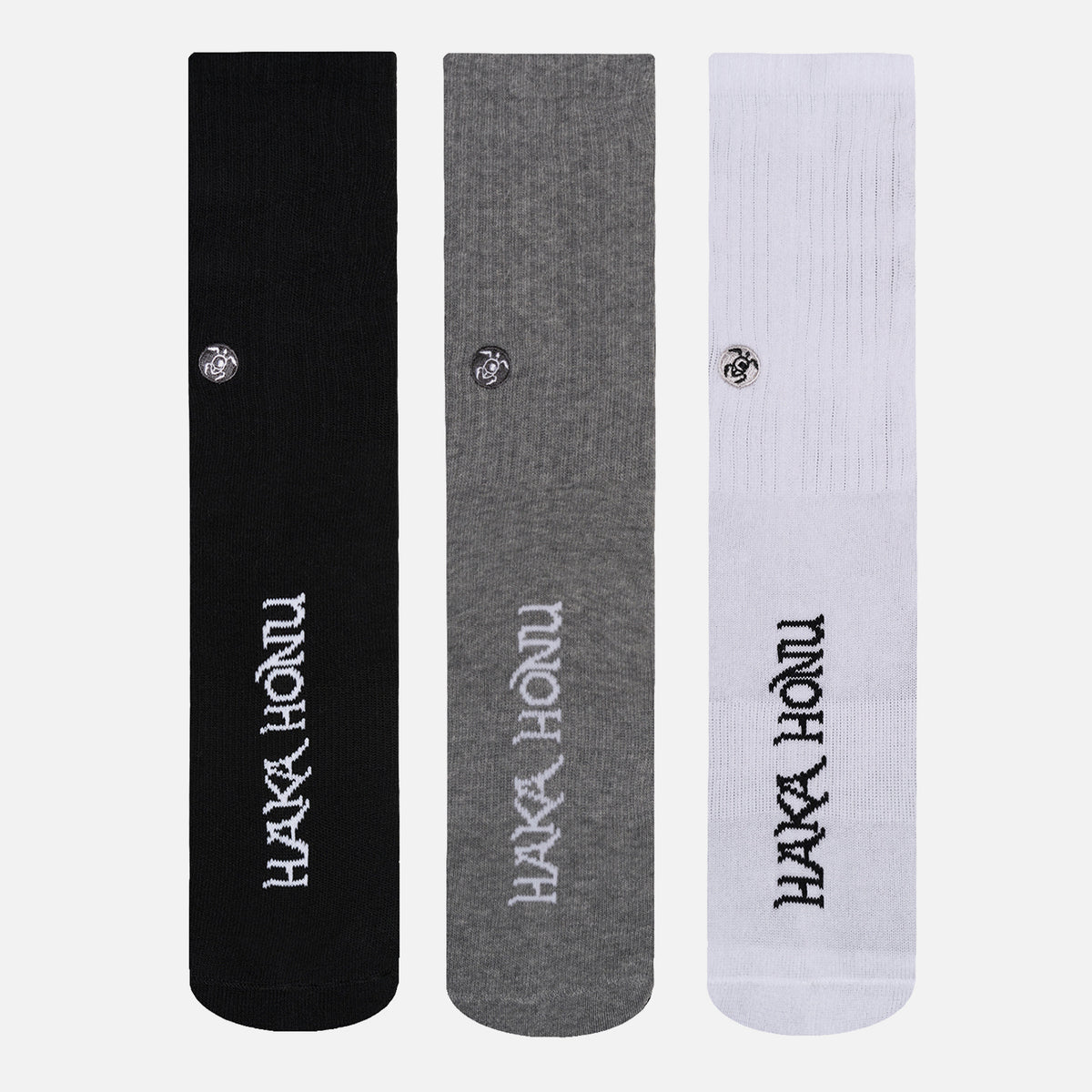 Calcetines Unisex Las Tres Puntas Pack Largo Blanco / Negro / Gris Haka Honu