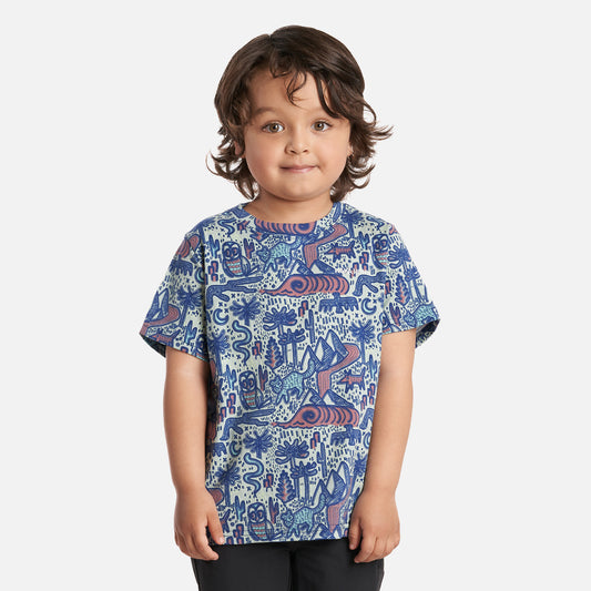 Polera Niño Tucuquere Print Verde Grisaceo Haka Honu