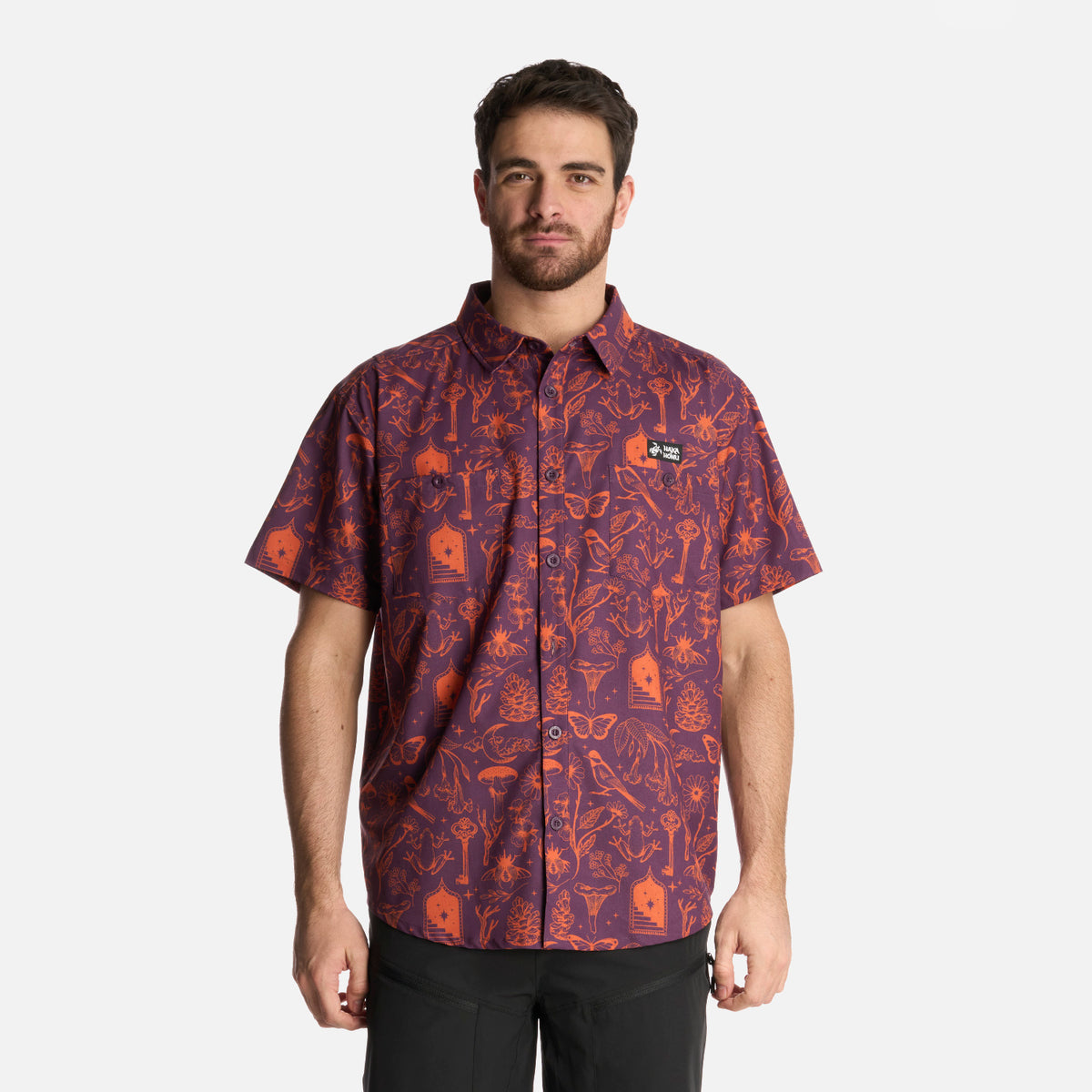 Camisa Hombre Cumbre Manga Corta Print Morado Haka Honu - S