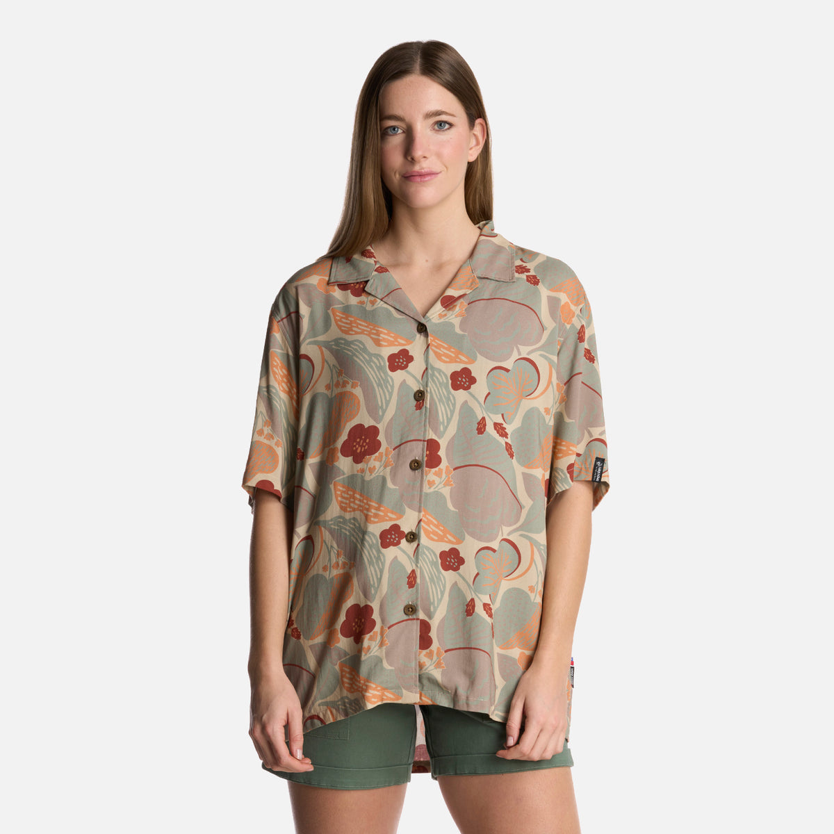 Camisa Mujer Hibiscus Print Crema Haka Honu - XS