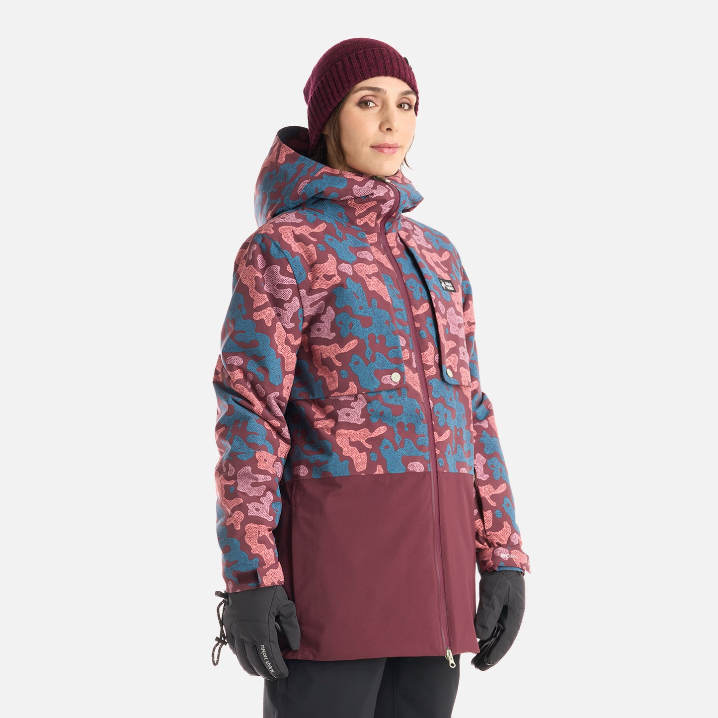 Chaqueta Mujer Yeti Print Burdeo Haka Honu