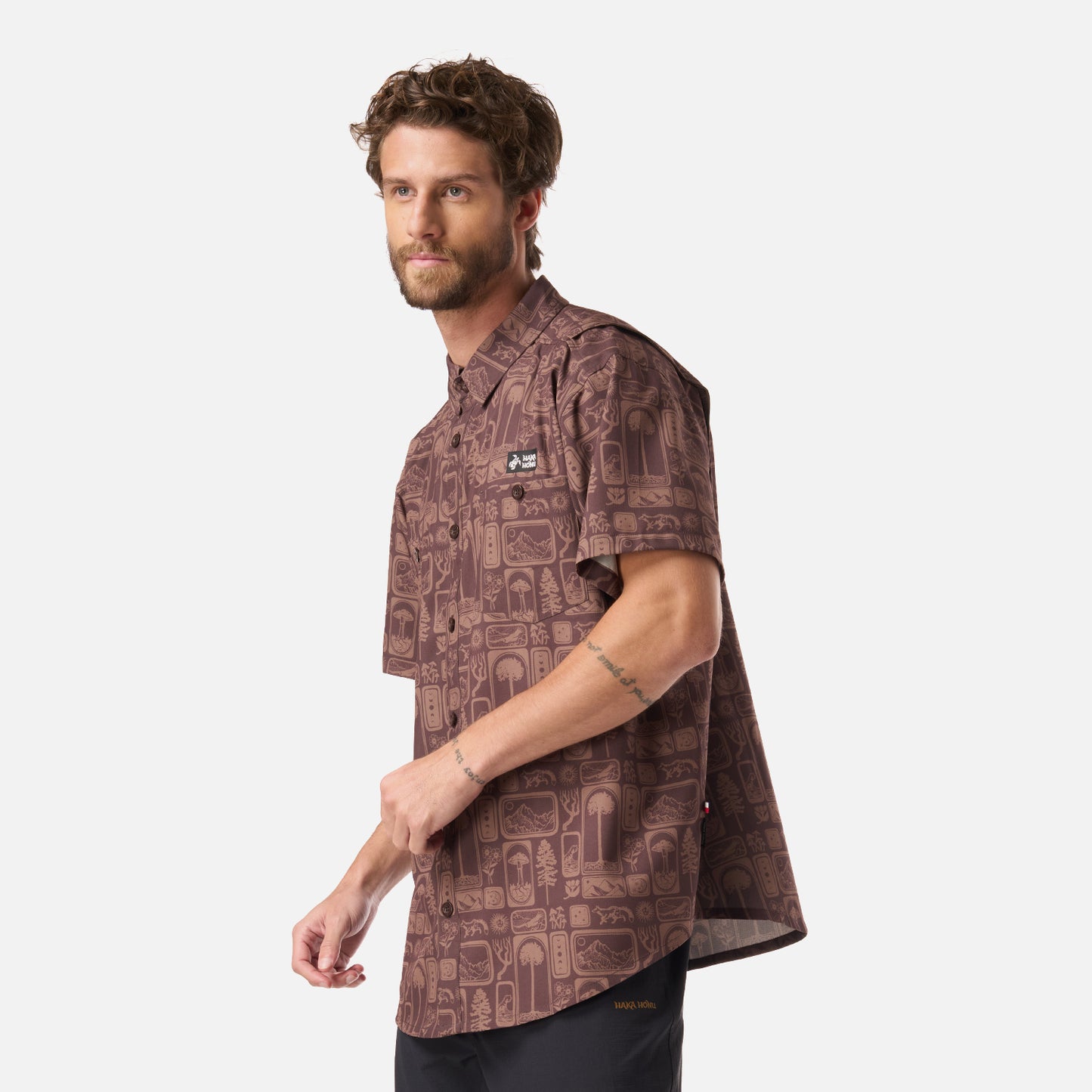 Camisa Hombre Cumbre Manga Corta Print Cafe Haka Honu