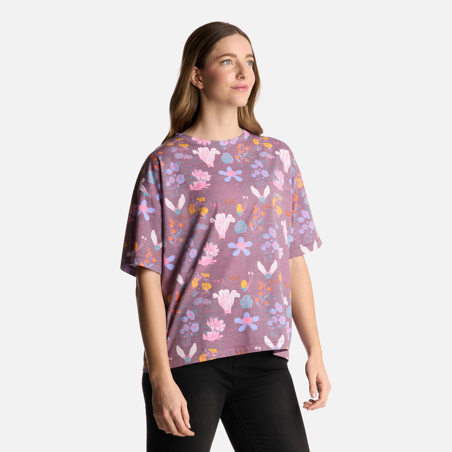 Polera Mujer Botanica Print Morado Haka Honu