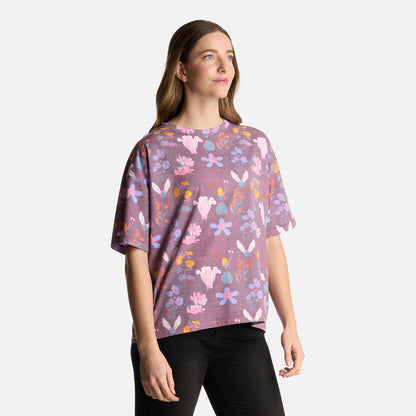 Polera Mujer Botanica Print Morado Haka Honu