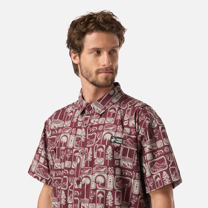 Camisa Hombre Cumbre Manga Corta Print Burdeo Haka Honu