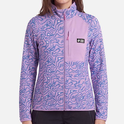 Polerón Mujer Taina Full Zip Print Malva Haka Honu