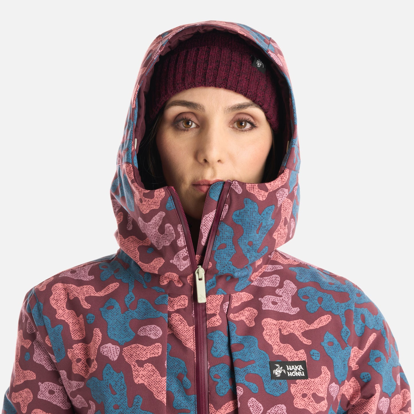 Chaqueta Mujer Yeti Print Burdeo Haka Honu