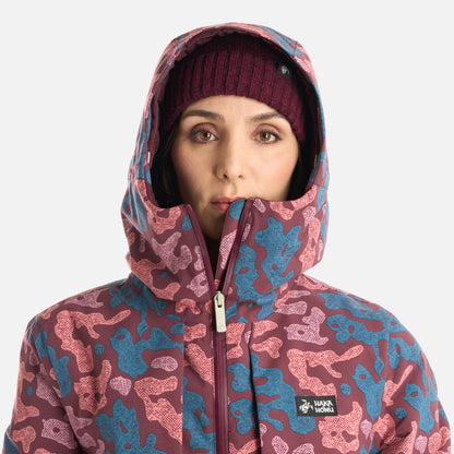 Chaqueta Mujer Yeti Print Burdeo Haka Honu