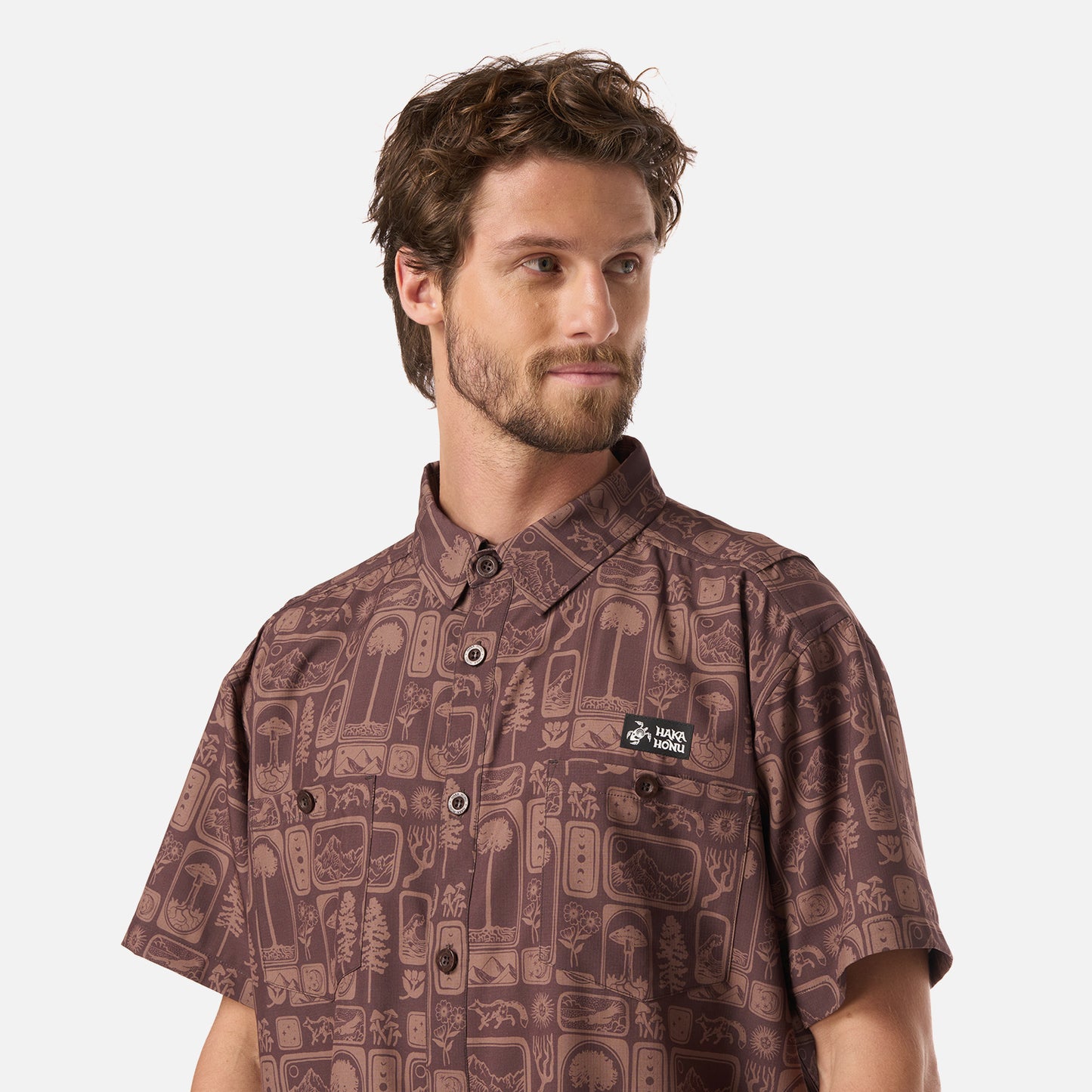 Camisa Hombre Cumbre Manga Corta Print Cafe Haka Honu