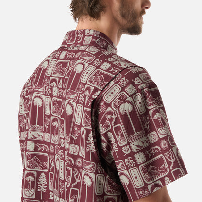 Camisa Hombre Cumbre Manga Corta Print Burdeo Haka Honu