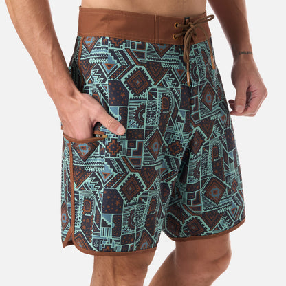 Traje de Baño Hombre Sorfer Print Mostaza Oscuro Haka Honu