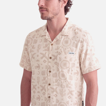 Camisa Hombre Linaje Print Taupe Haka Honu