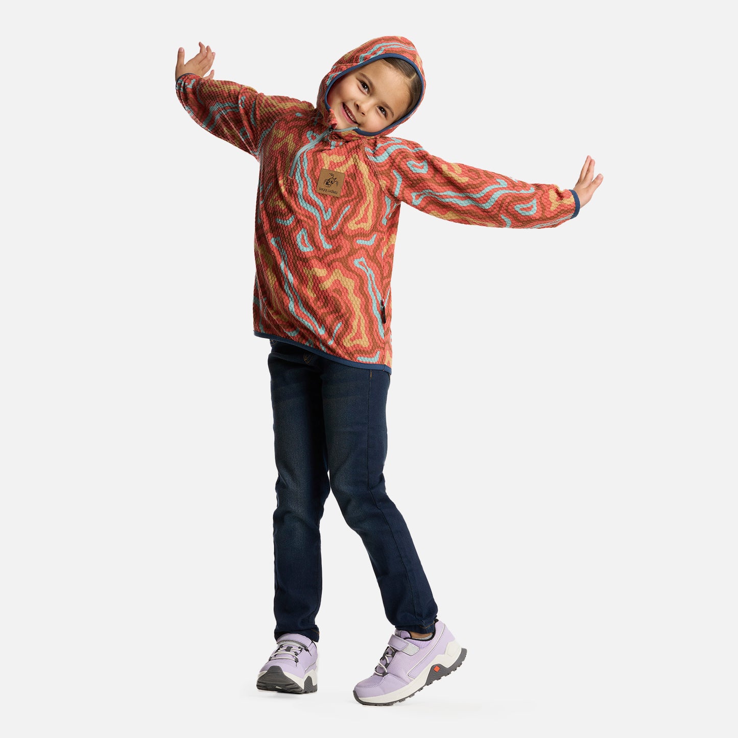 Polerón Niña Taina Poki Print Salmon Haka Honu