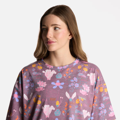 Polera Mujer Botanica Print Morado Haka Honu