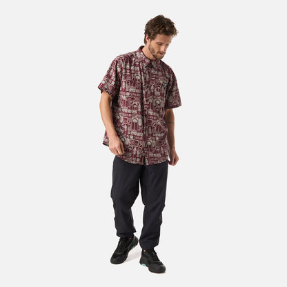 Camisa Hombre Cumbre Manga Corta Print Burdeo Haka Honu