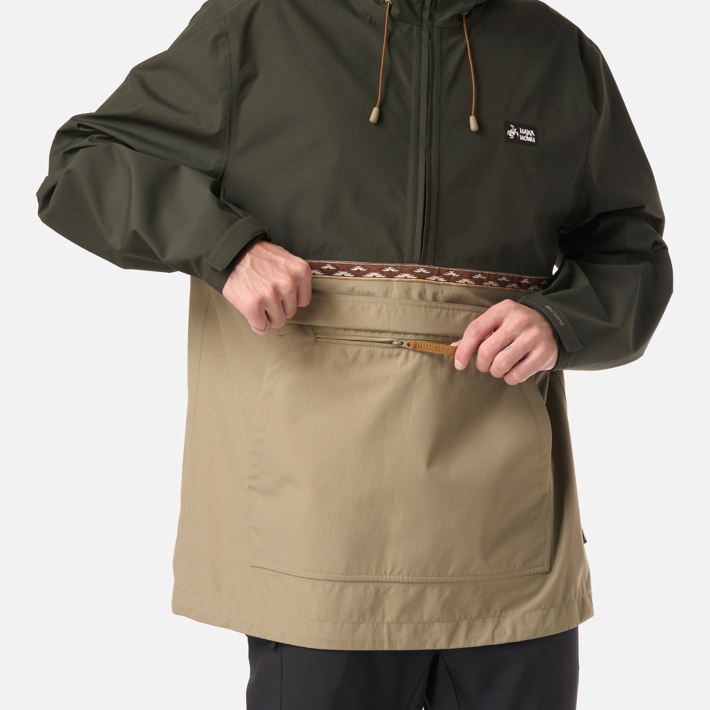 Chaqueta Hombre Viento Norte 14 Zip Verde Militar Haka Honu