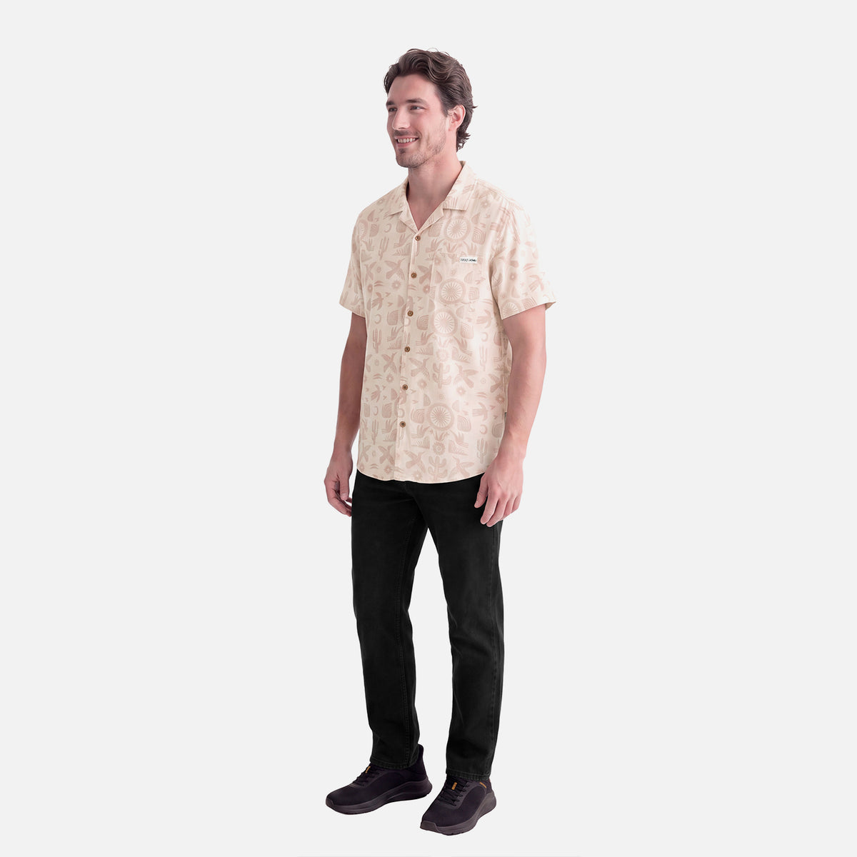 Camisa Hombre Linaje Print Taupe Haka Honu