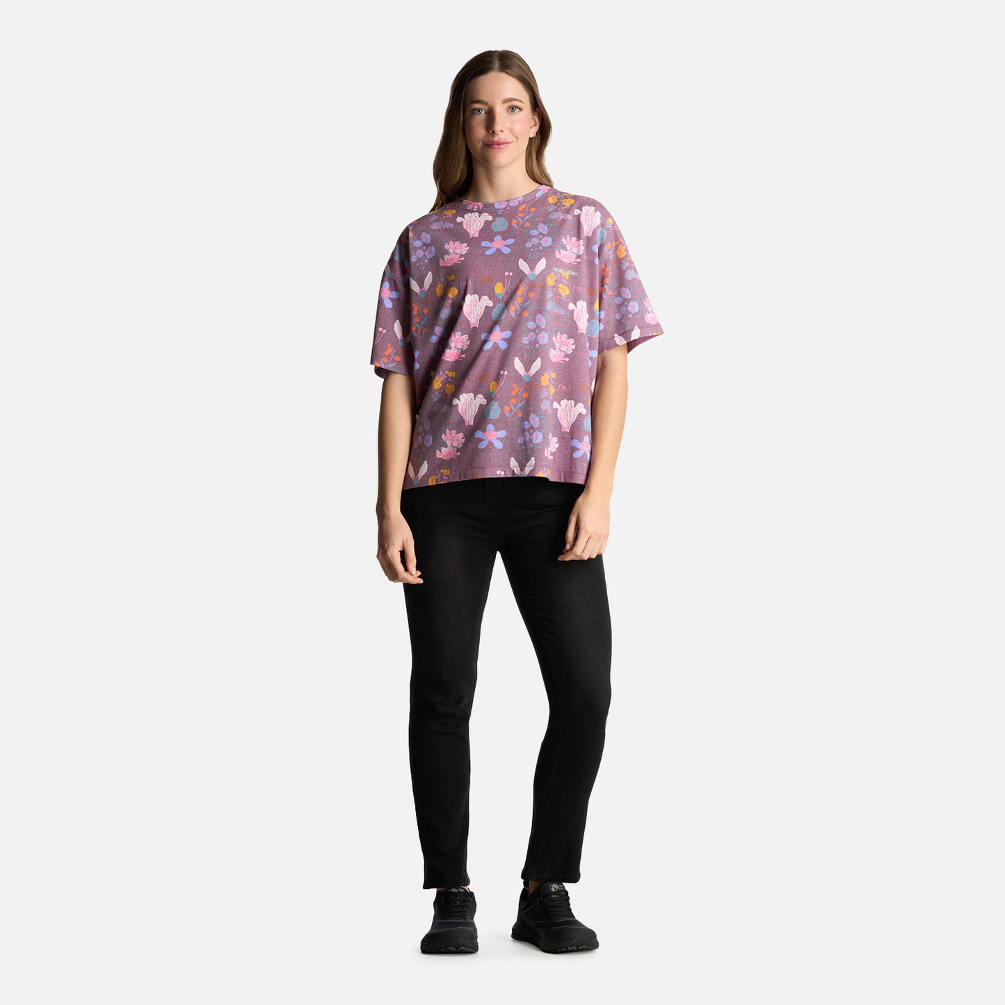 Polera Mujer Botanica Print Morado Haka Honu