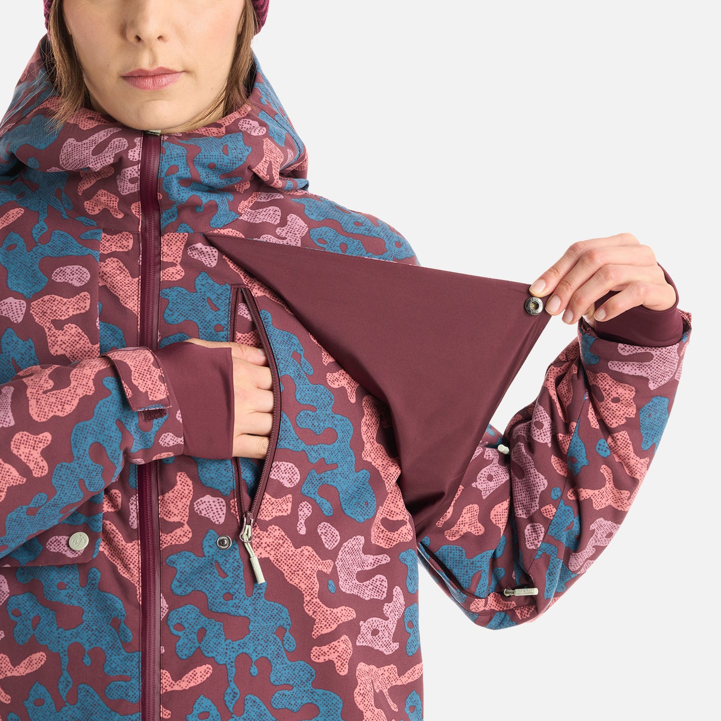 Chaqueta Mujer Yeti Print Burdeo Haka Honu