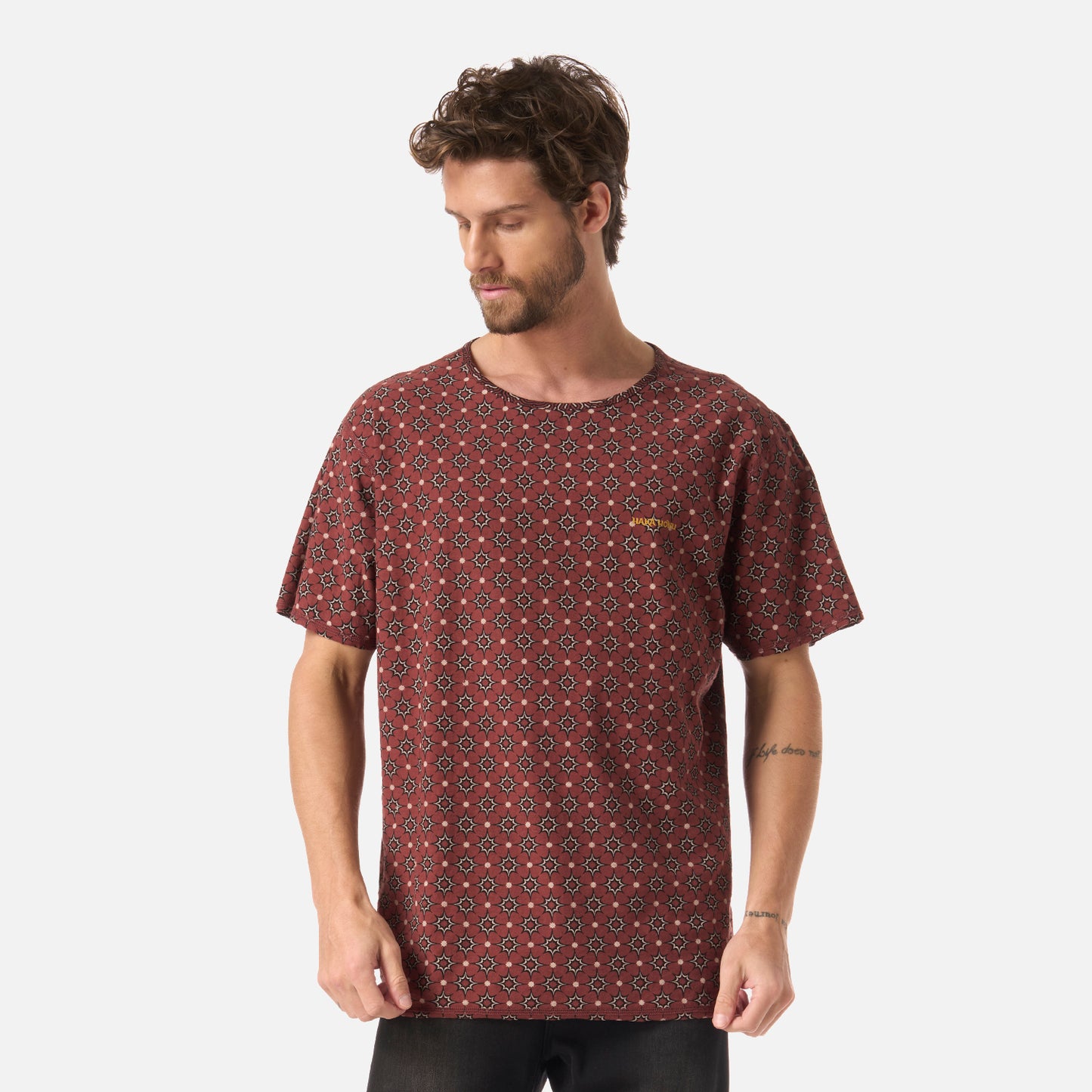 Polera Hombre Bi-curioso Print Vino Haka Honu
