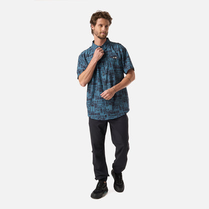 Camisa Hombre Cumbre Manga Corta Print Turquesa Haka Honu