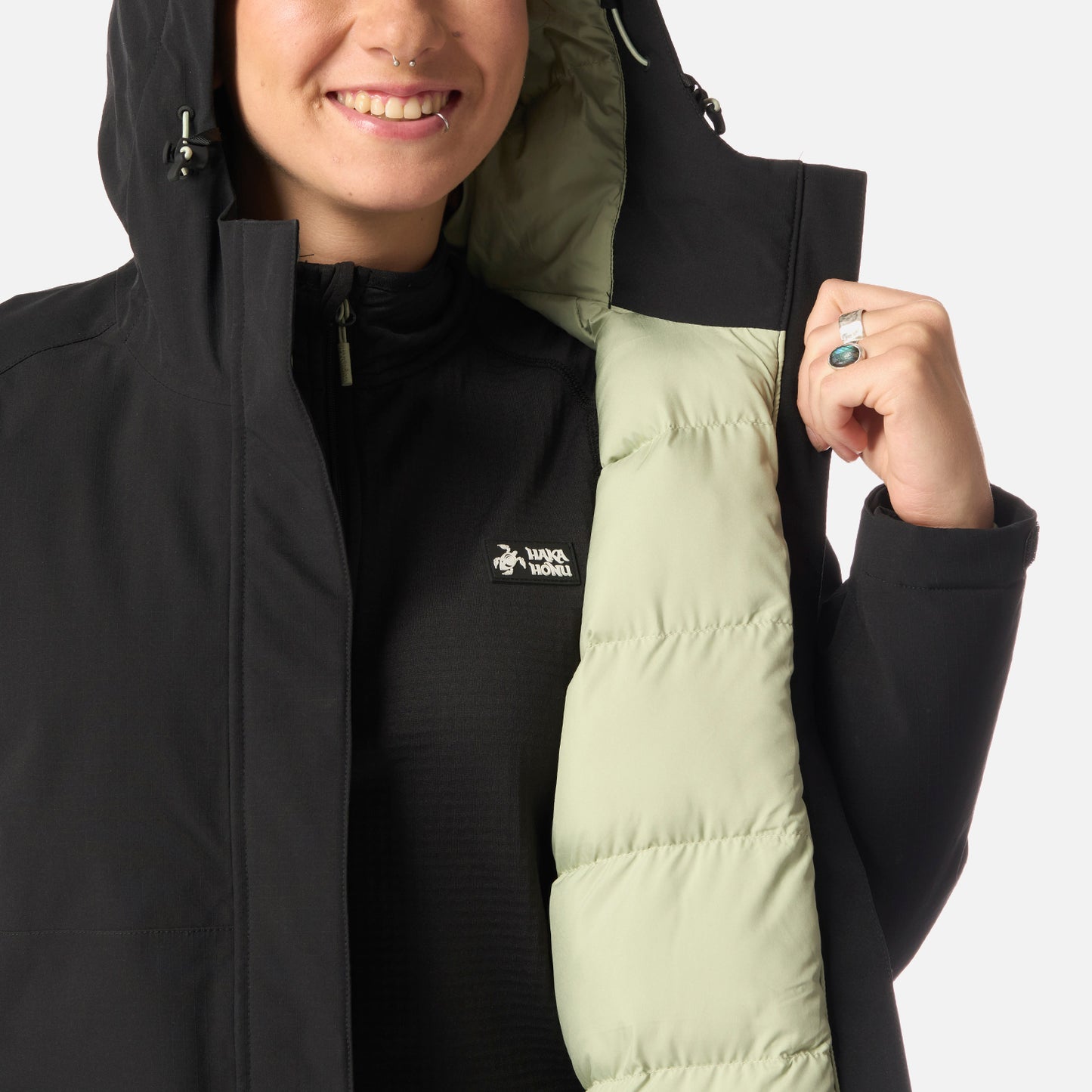 Chaqueta Mujer Diluvio Negro Haka Honu