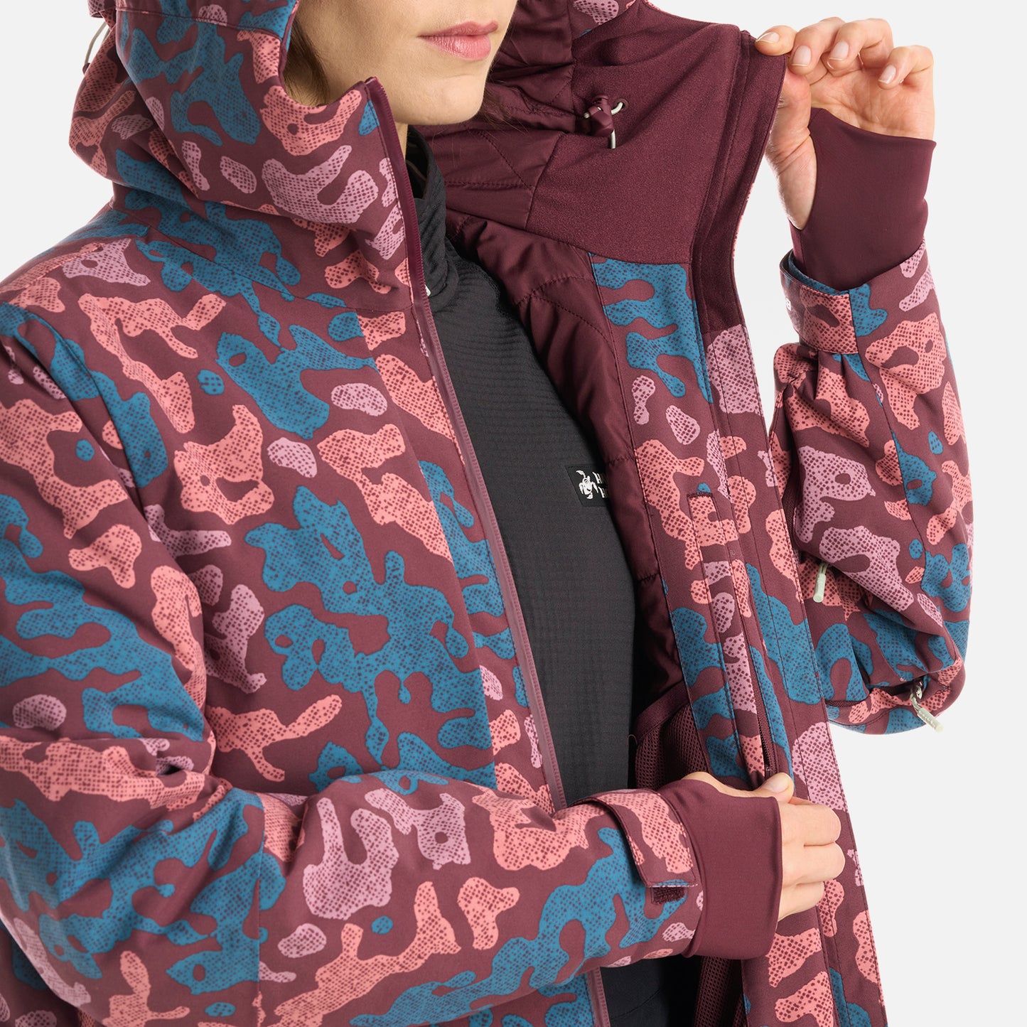 Chaqueta Mujer Yeti Print Burdeo Haka Honu