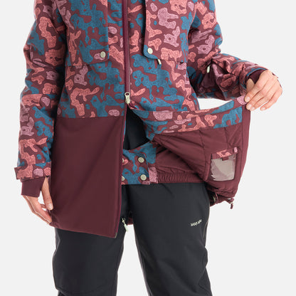 Chaqueta Mujer Yeti Print Burdeo Haka Honu