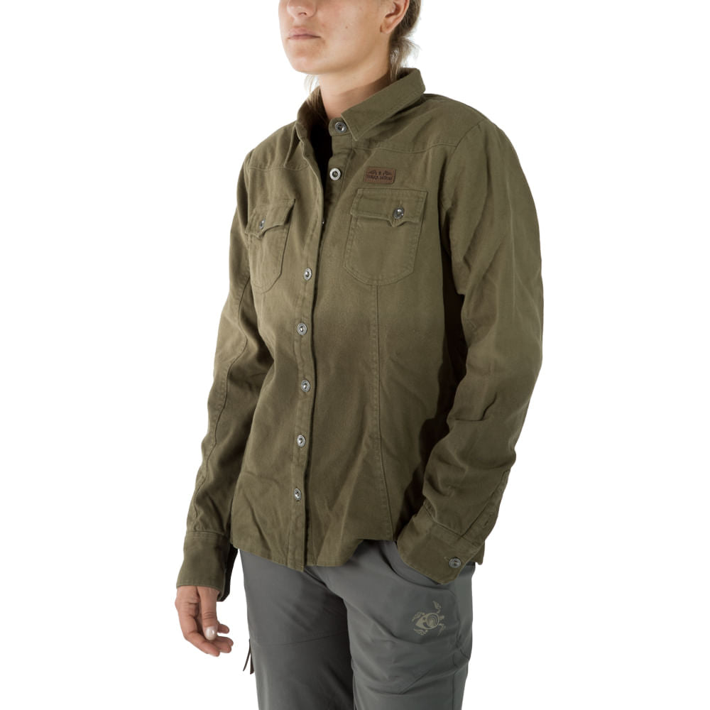 Camisa Mujer Leñador Verde Militar Haka Honu