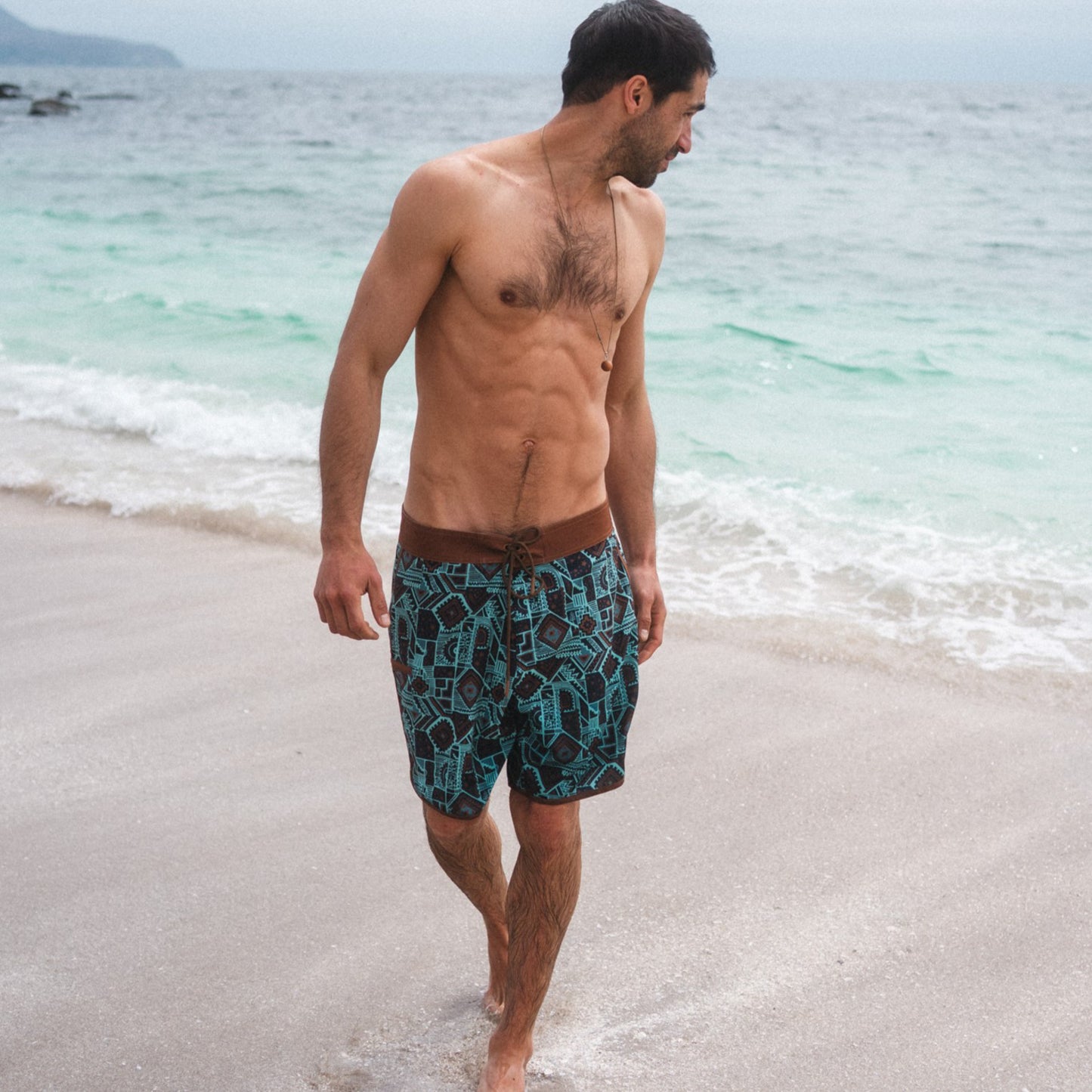 Traje de Baño Hombre Sorfer Print Mostaza Oscuro Haka Honu