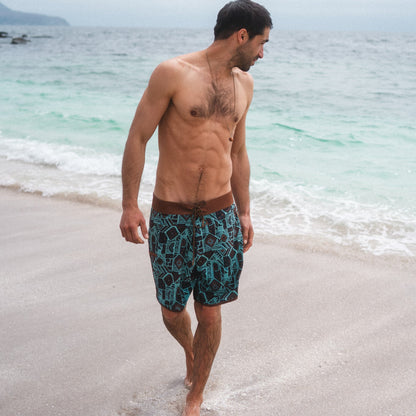 Traje de Baño Hombre Sorfer Print Mostaza Oscuro Haka Honu