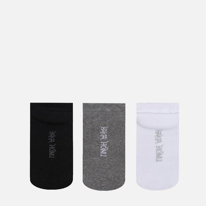 Calcetines Unisex Las Tres Puntas Pack Corto Negro / Gris / Blanco Haka Honu