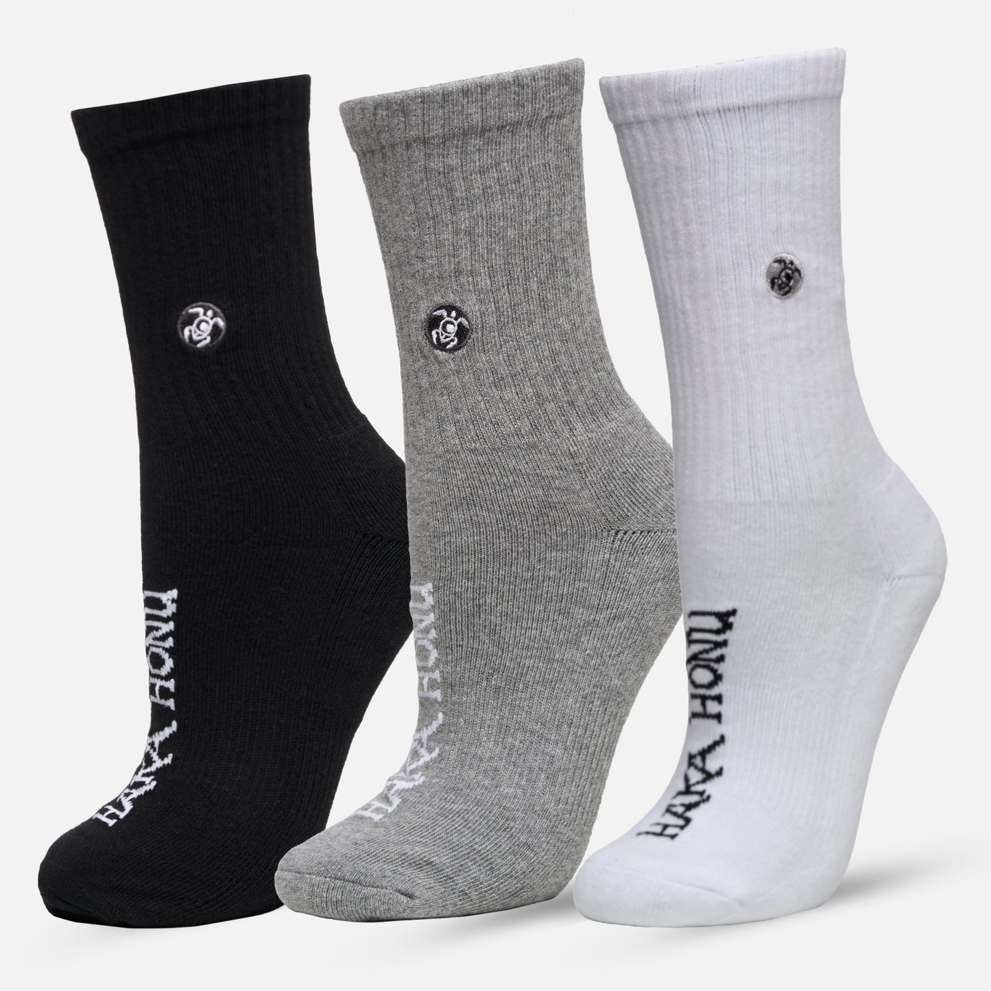 Calcetines Unisex Las Tres Puntas Pack Medio Negro / Blanco / Gris Haka Honu